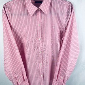 Ralph Lauren Women's pink and white stripe long sleeve shirt, SZ L